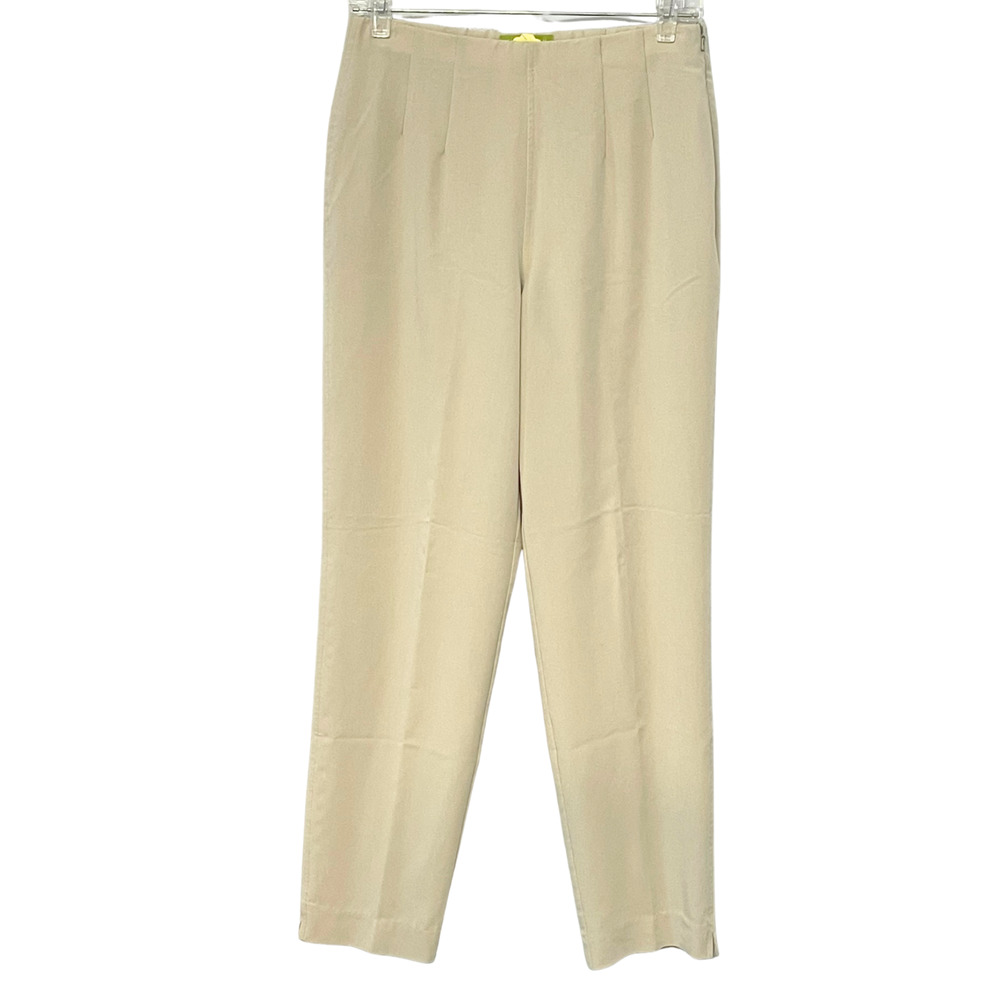 Sigrid Olsen Sz 8 Lightweight Dress Pants 28.5"L Clean Minimalist Neutral Tan
